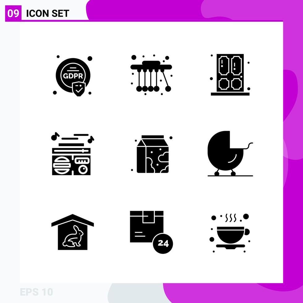 Solid Icon set Pack of 9 Glyph Icons isolated on White Background for Web Print and Mobile vector