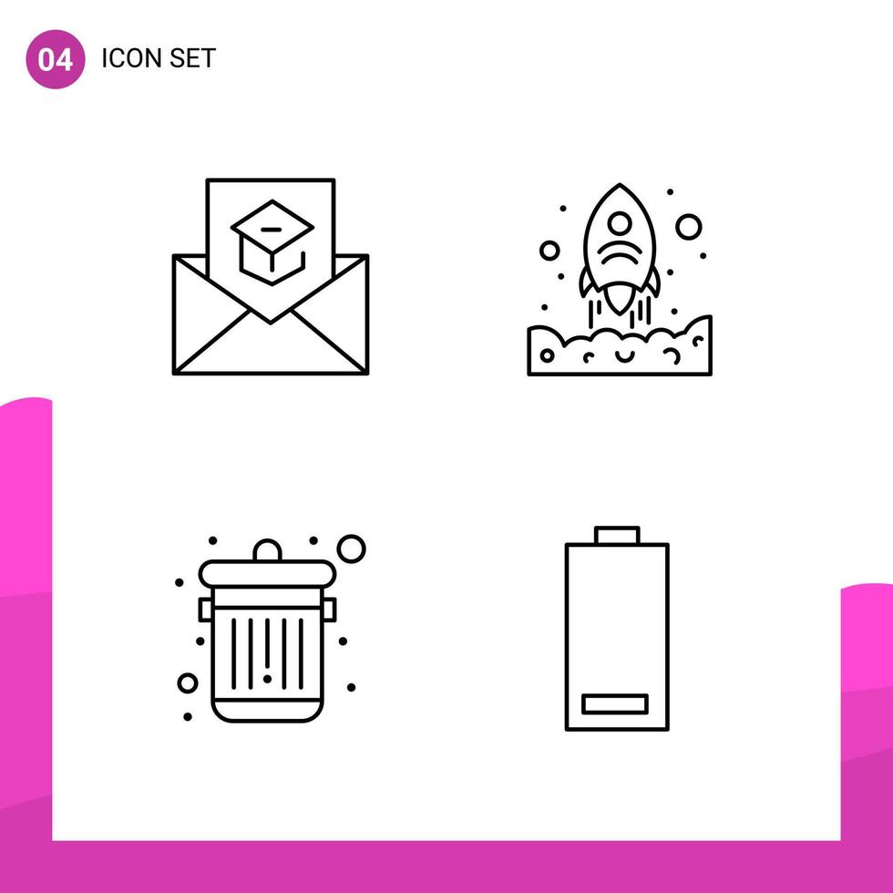 Outline Icon set Pack of 4 Line Icons isolated on White Background for responsive Website Design Print and Mobile Applications vector