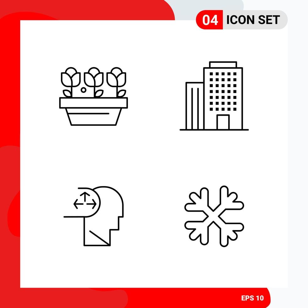 Creative Set of 4 Universal Outline Icons isolated on White Background vector