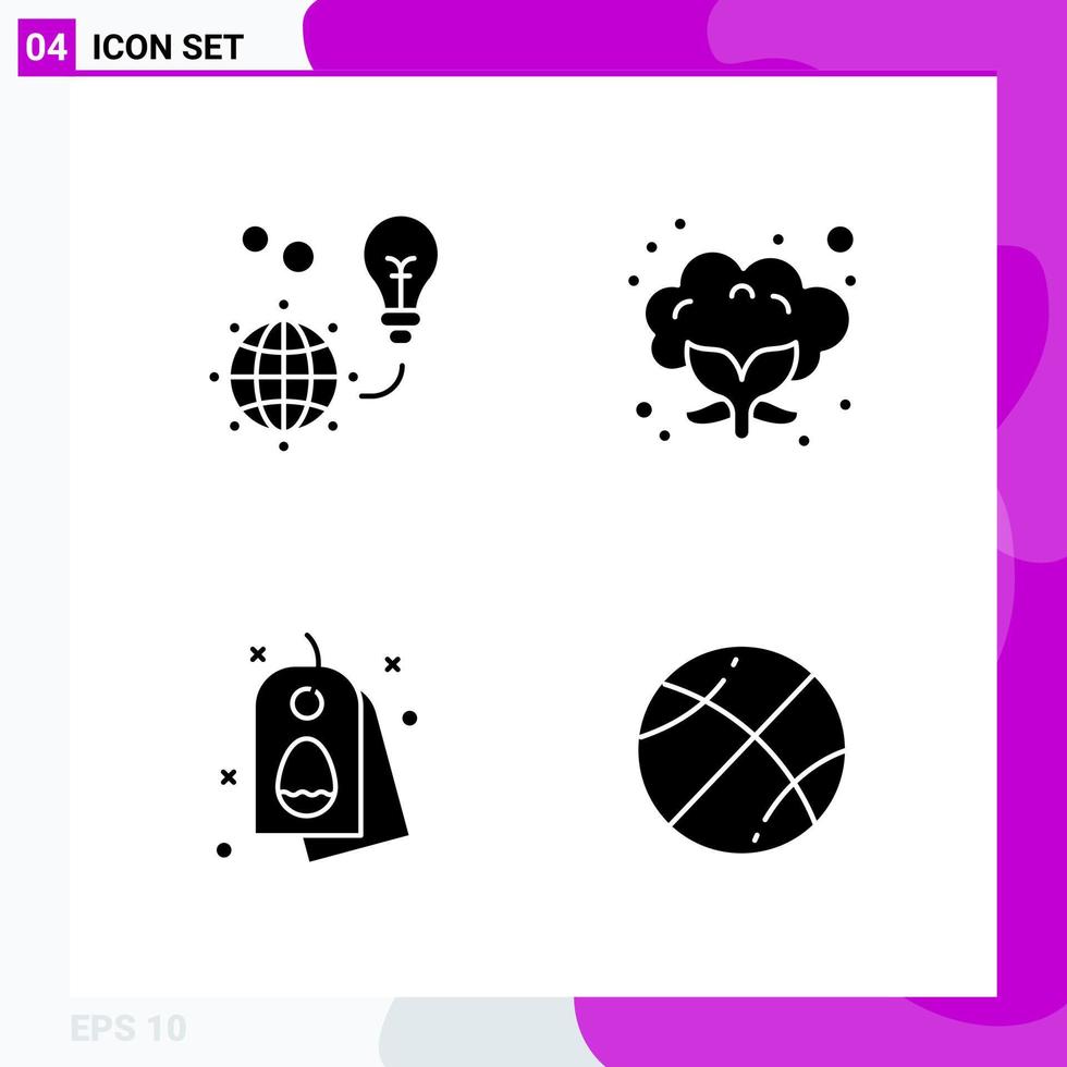 Solid Icon set Pack of 4 Glyph Icons isolated on White Background for Web Print and Mobile vector
