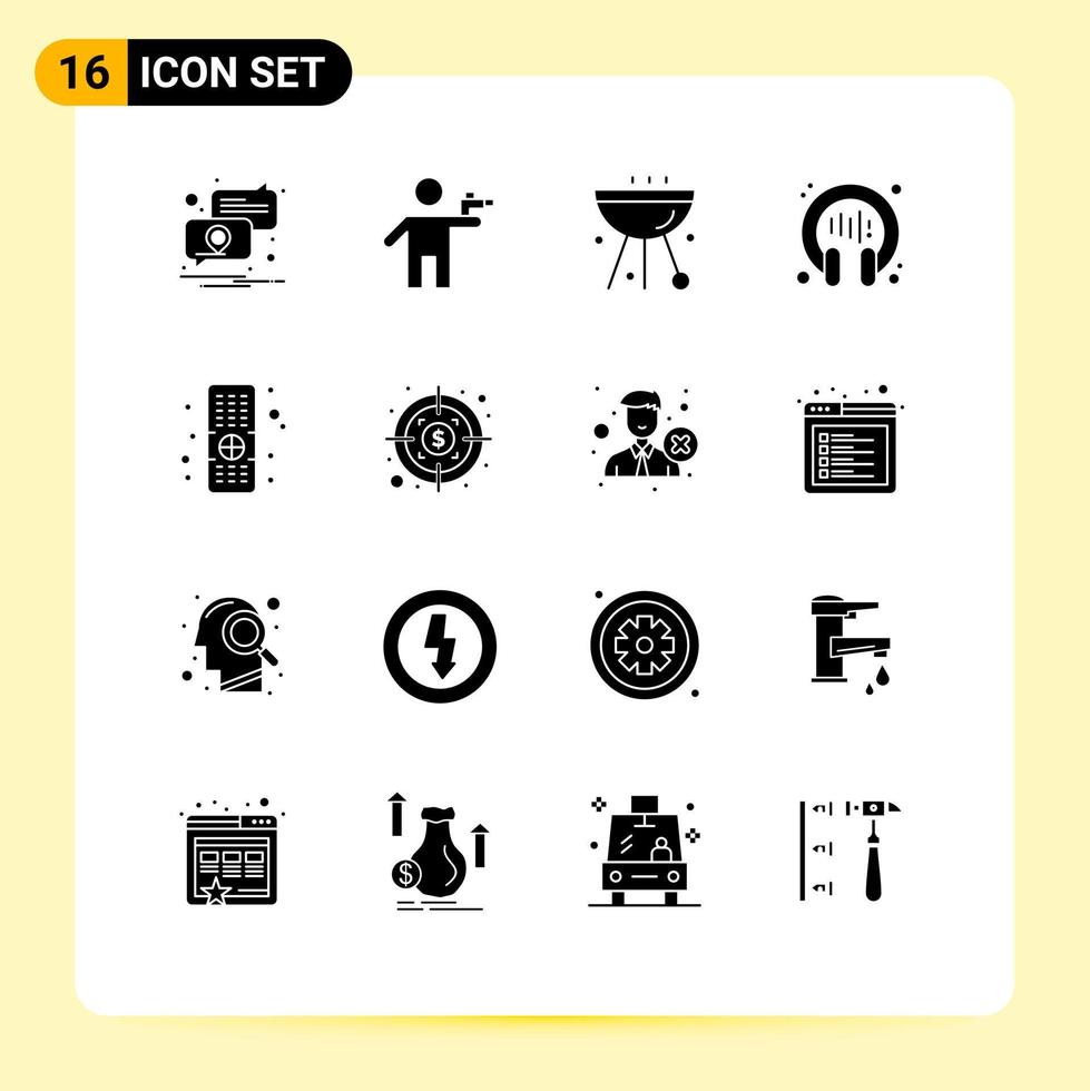 Set of 16 Modern UI Icons Symbols Signs for support conversation murderer communication food Editable Vector Design Elements