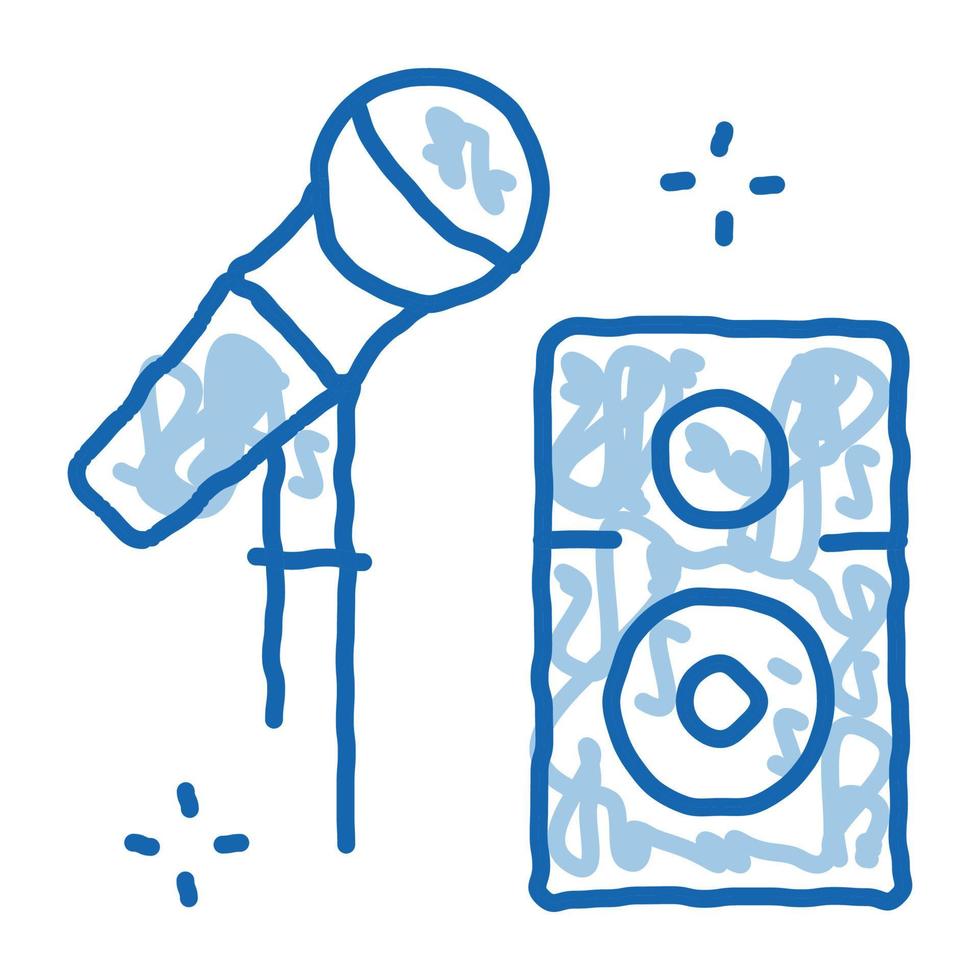 microphone and speaker equipment doodle icon hand drawn illustration vector