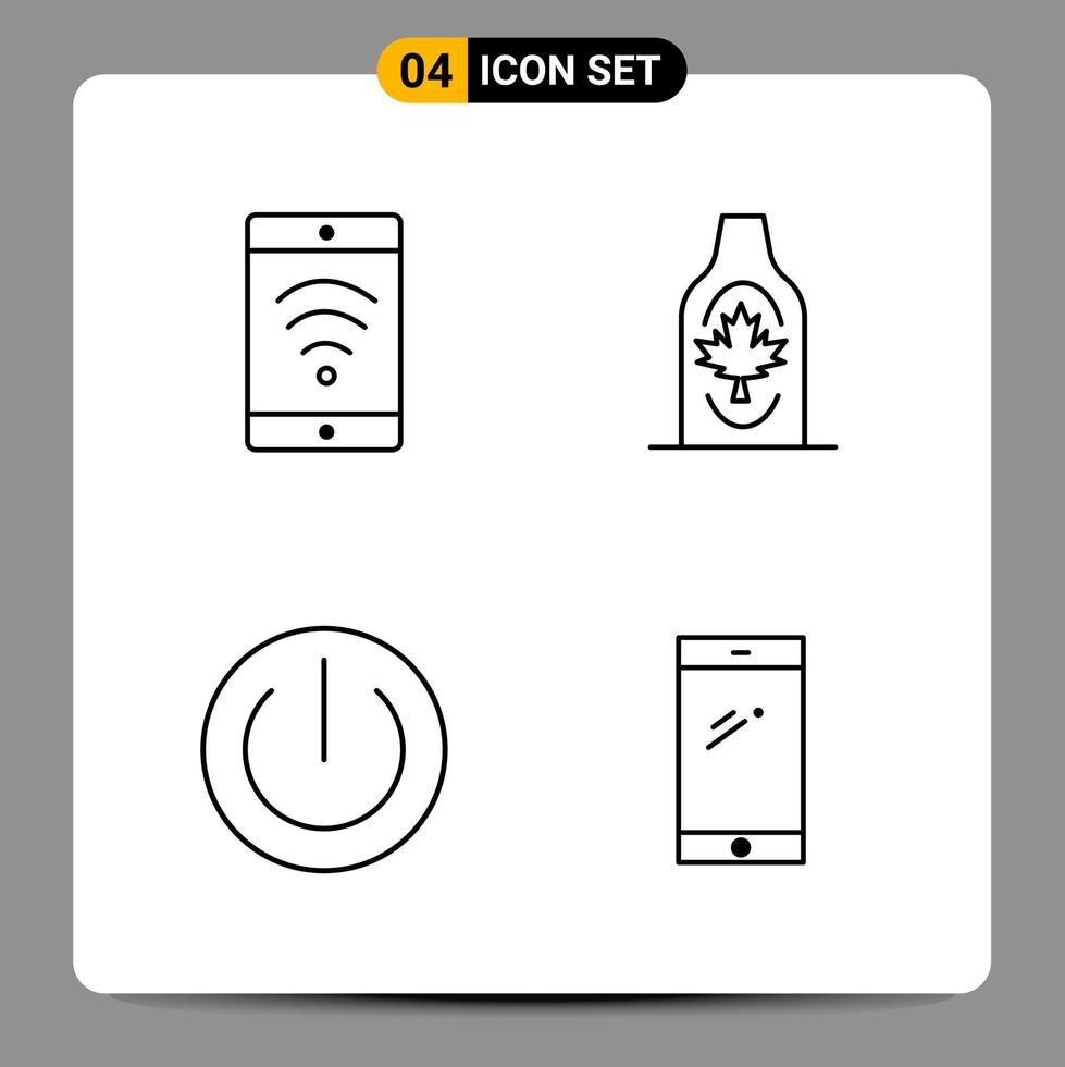 4 Black Icon Pack Outline Symbols Signs for Responsive designs on white background 4 Icons Set vector