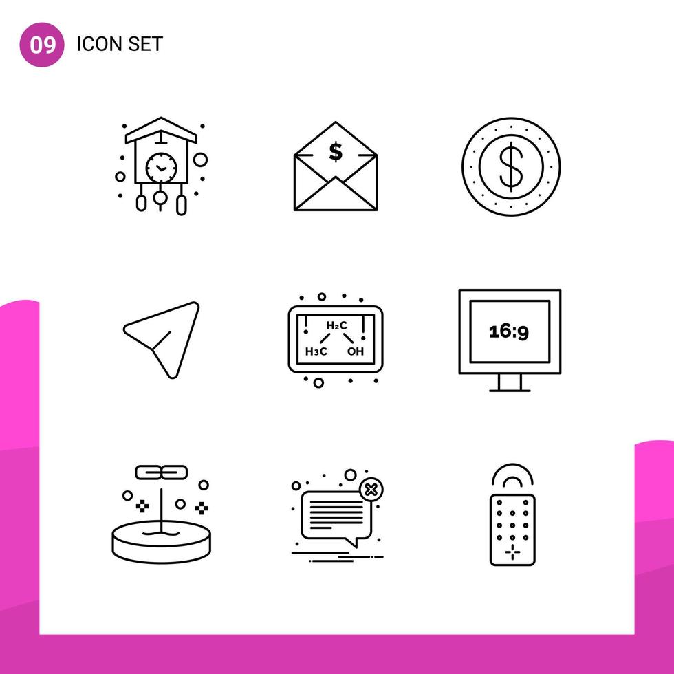 Outline Icon set Pack of 9 Line Icons isolated on White Background for responsive Website Design Print and Mobile Applications vector