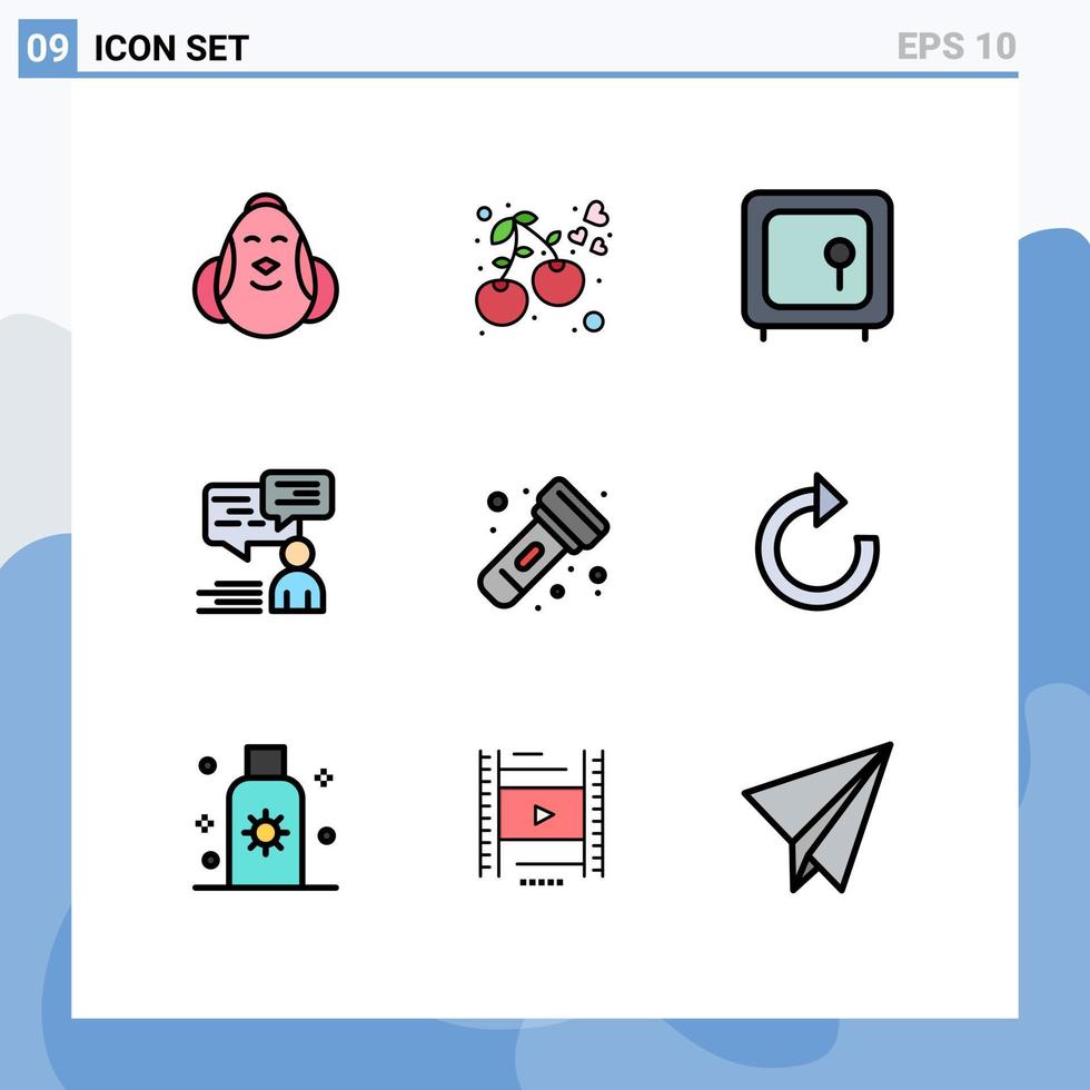 Universal Icon Symbols Group of 9 Modern Filledline Flat Colors of user communication food chat money Editable Vector Design Elements
