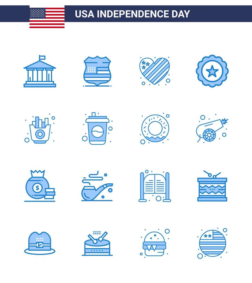 paquete de iconos de vector de stock de día americano 16 signos y símbolos de línea para alimentos usa vidrio de signo americano elementos de diseño de vector de día de estados unidos editables