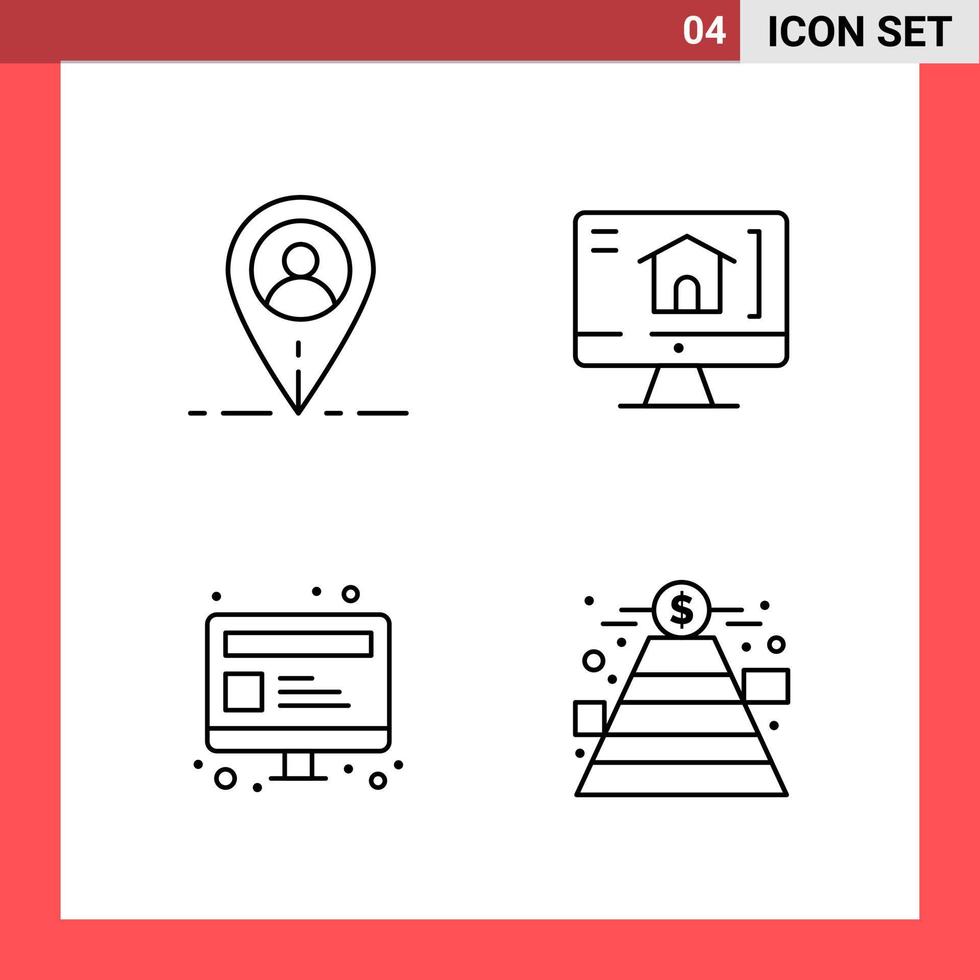 4 Icon Pack Line Style Outline Symbols on White Background Simple Signs for general designing vector