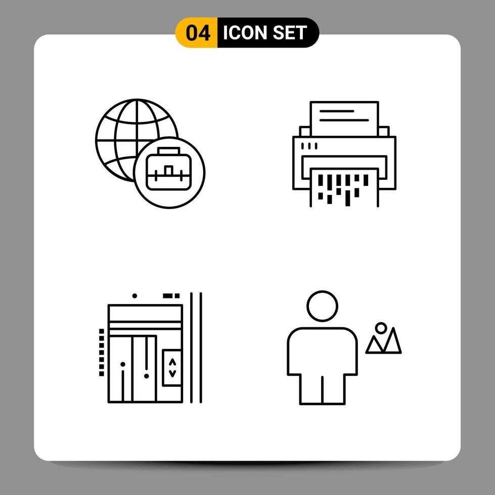 4 Black Icon Pack Outline Symbols Signs for Responsive designs on white background 4 Icons Set vector