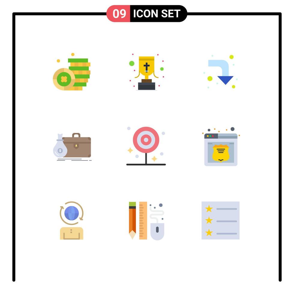 Editable Vector Line Pack of 9 Simple Flat Colors of drink breakfast reload portfolio case Editable Vector Design Elements