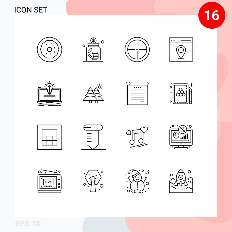 Pack of 16 creative Outlines of user interface saving communication soldier Editable Vector Design Elements