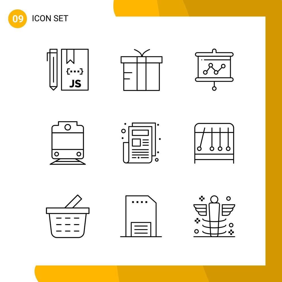9 Icon Set Line Style Icon Pack Outline Symbols isolated on White Backgound for Responsive Website Designing vector