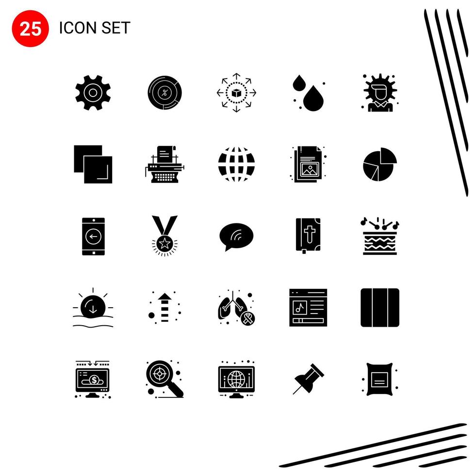 25 Universal Solid Glyph Signs Symbols of options economy ecommerce spring water Editable Vector Design Elements