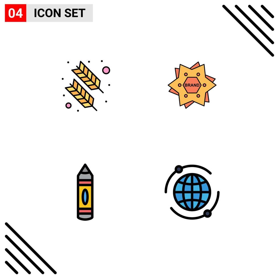 Set of 4 Modern UI Icons Symbols Signs for feather drawing quinn feather brand pencil Editable Vector Design Elements