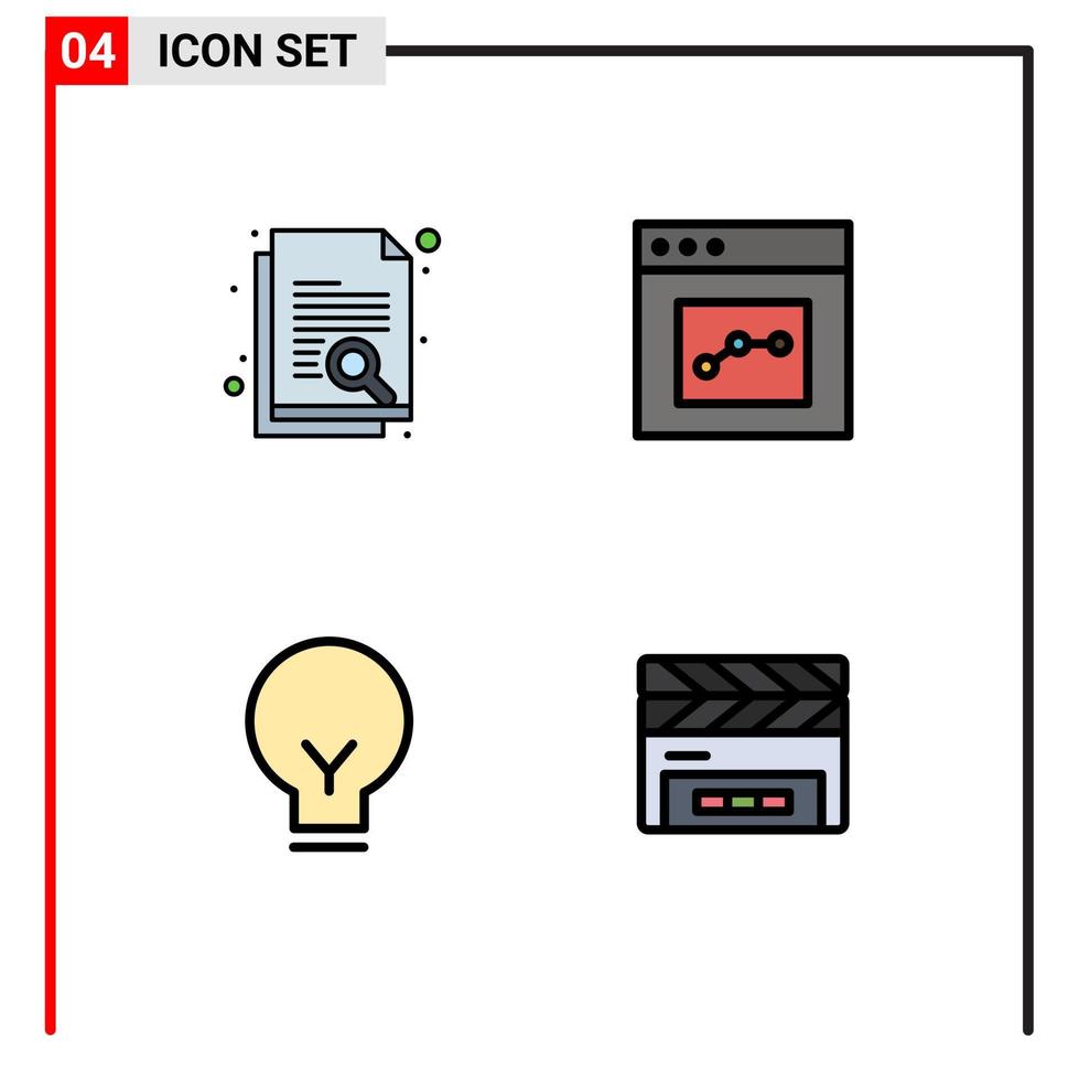 paquete de iconos de vector de stock de 4 signos y símbolos de línea para la interfaz de búsqueda de bulbo de documento elementos de diseño de vector editables ui