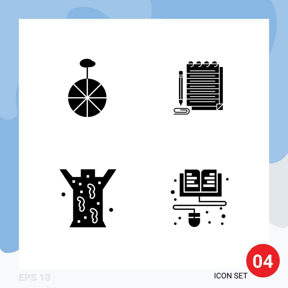 Universal Icon Symbols Group of Modern Solid Glyphs of wheel leech notepad novel course Editable Vector Design Elements