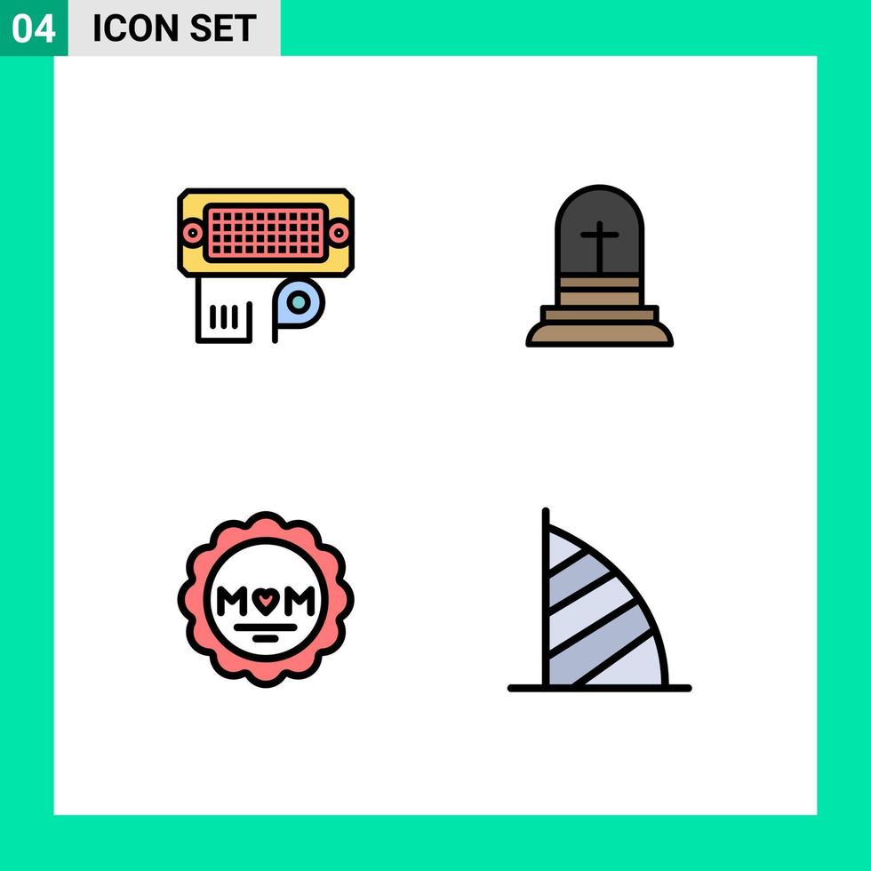 Universal Icon Symbols Group of 4 Modern Filledline Flat Colors of adapter love input cross mom Editable Vector Design Elements