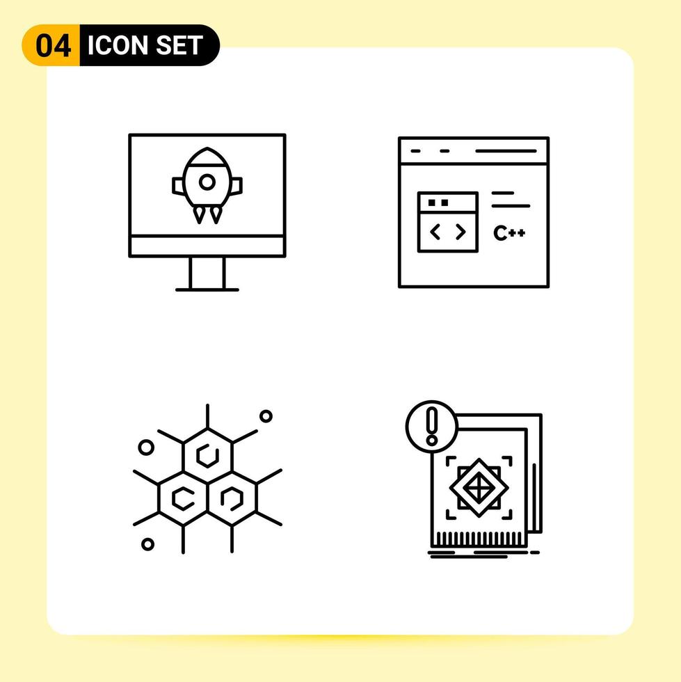 4 Creative Icons for Modern website design and responsive mobile apps 4 Outline Symbols Signs on White Background 4 Icon Pack vector