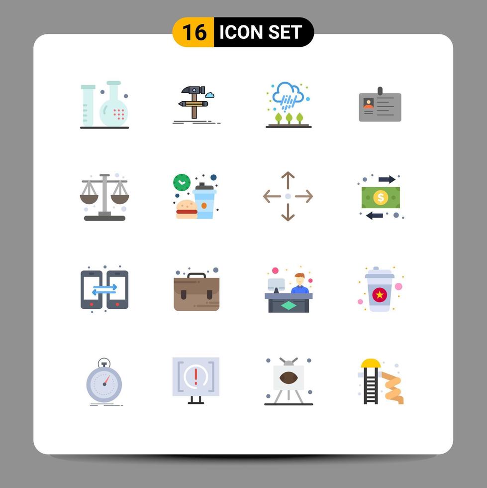 16 iconos creativos signos y símbolos modernos de tarjeta de herramienta comercial de identificación lluvia paquete editable de elementos creativos de diseño de vectores