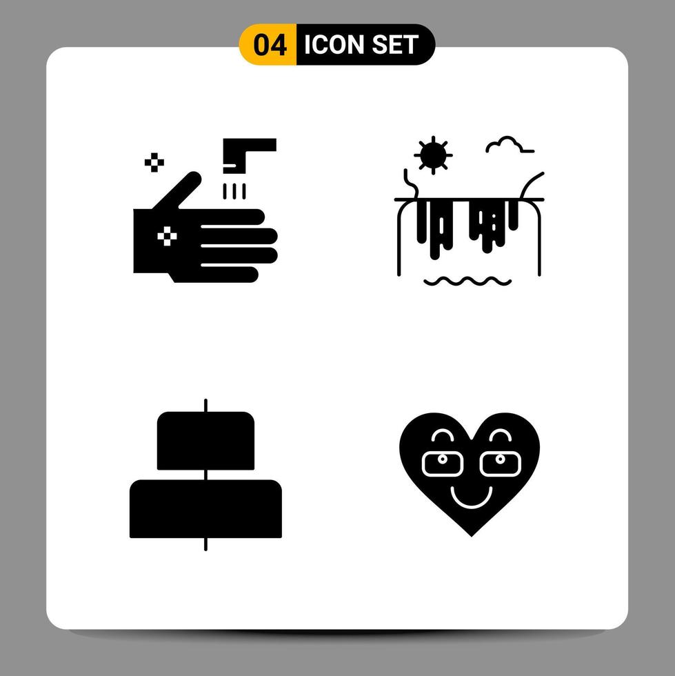 4 Black Icon Pack Glyph Symbols Signs for Responsive designs on white background 4 Icons Set vector