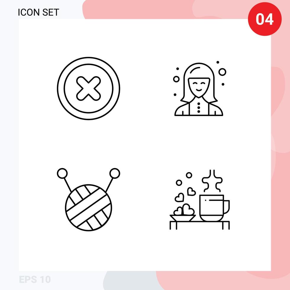 Pictogram Set of 4 Simple Filledline Flat Colors of basic tea digital technician hearts Editable Vector Design Elements