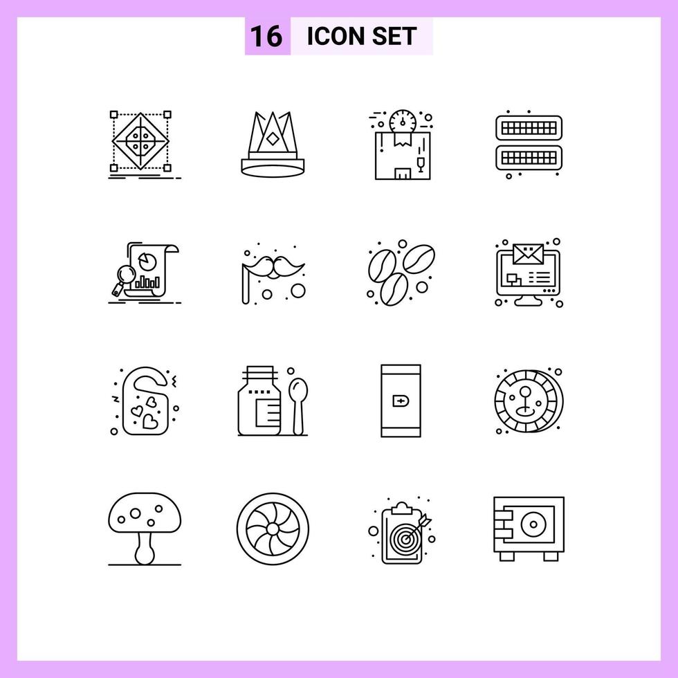 Pictogram Set of 16 Simple Outlines of cube time first package delivery Editable Vector Design Elements