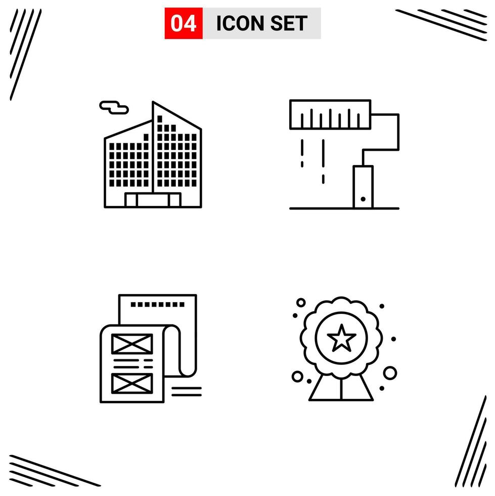 4 Icons Line Style Grid Based Creative Outline Symbols for Website Design Simple Line Icon Signs Isolated on White Background 4 Icon Set vector