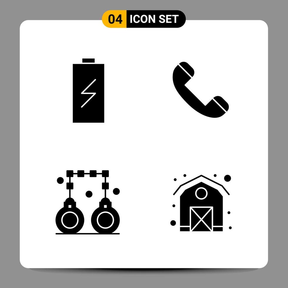 4 Black Icon Pack Glyph Symbols Signs for Responsive designs on white background 4 Icons Set vector