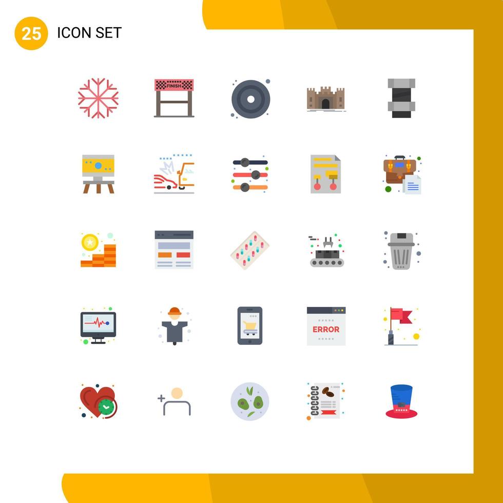 User Interface Pack of 25 Basic Flat Colors of carpenter fortress cd fort castle Editable Vector Design Elements