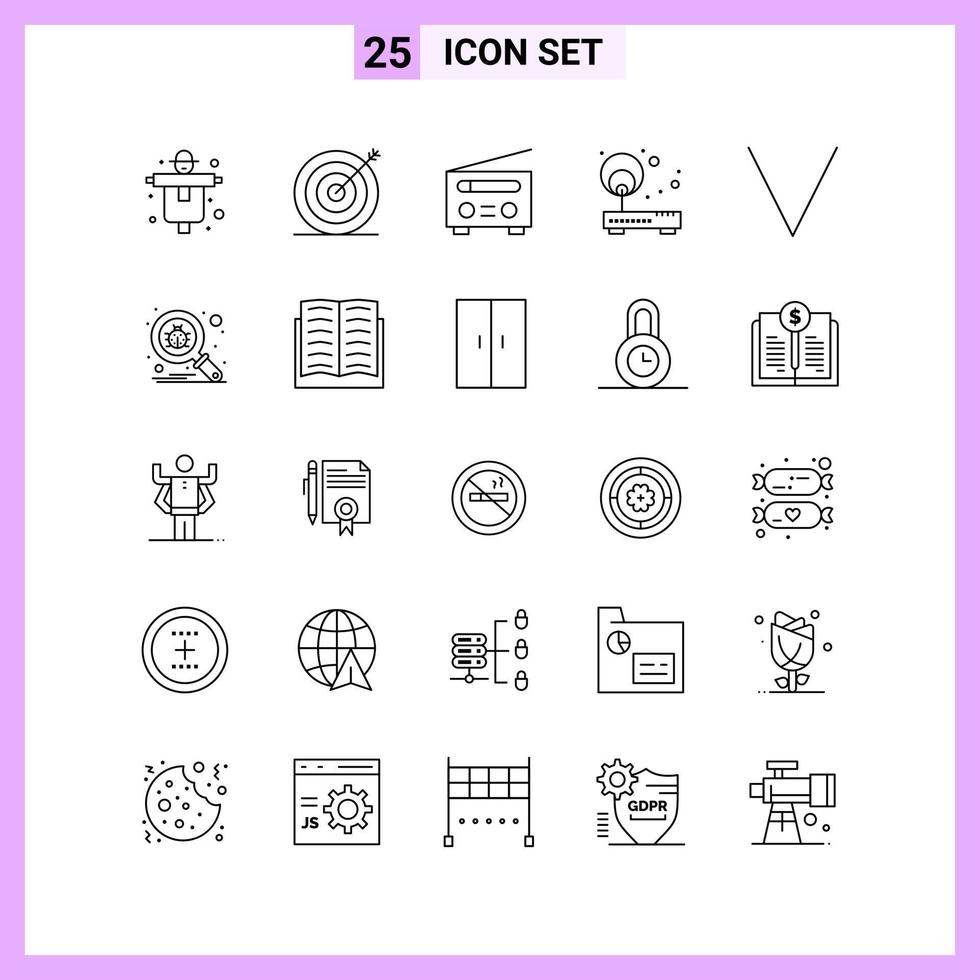 25 Icons in Line Style Outline Symbols on White Background Creative Vector Signs for Web mobile and Print