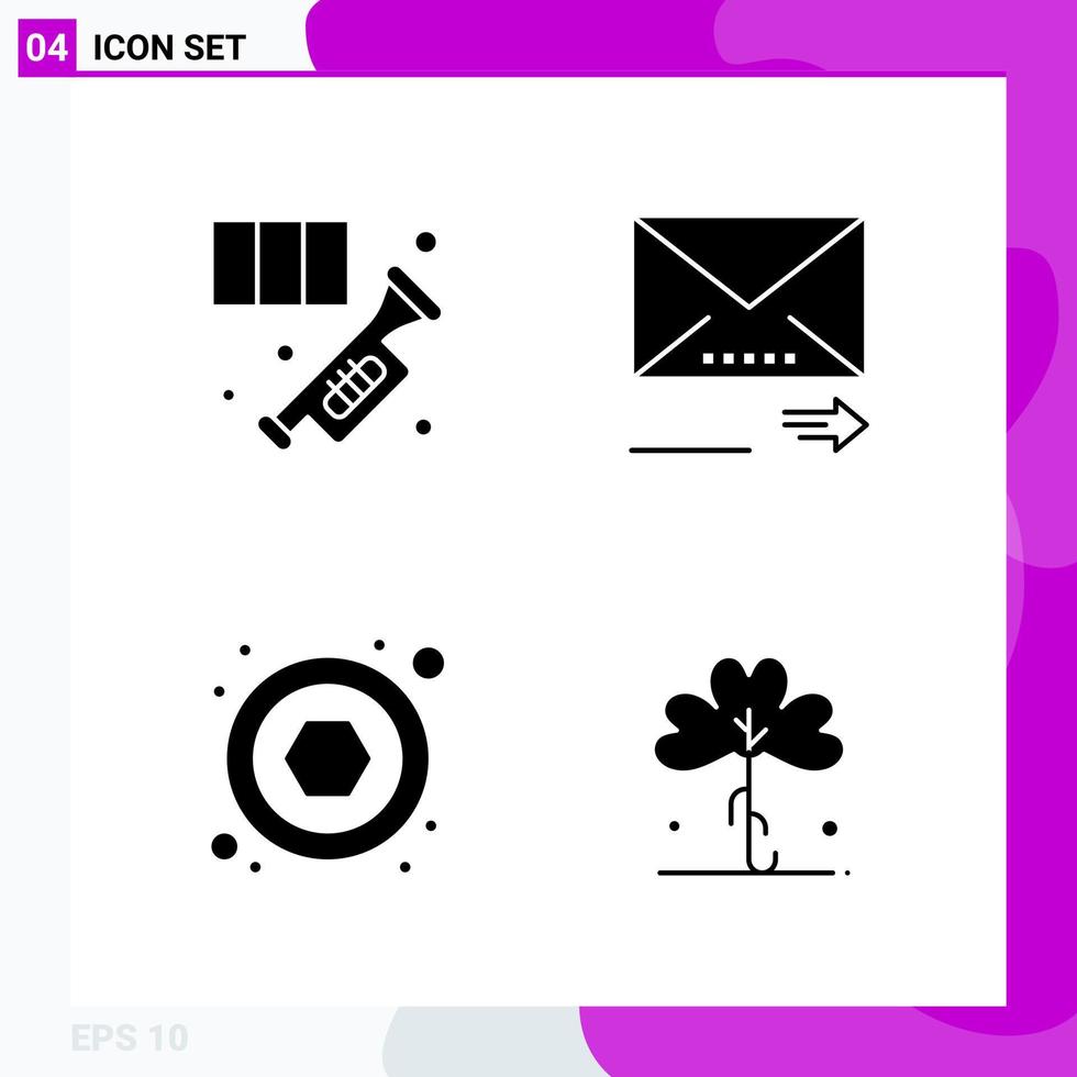 Solid Icon set Pack of 4 Glyph Icons isolated on White Background for Web Print and Mobile vector