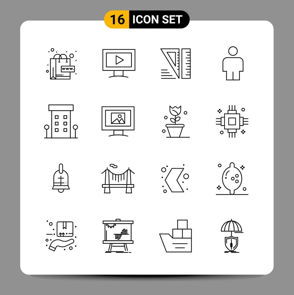 16 Black Icon Pack Outline Symbols Signs for Responsive designs on white background 16 Icons Set vector