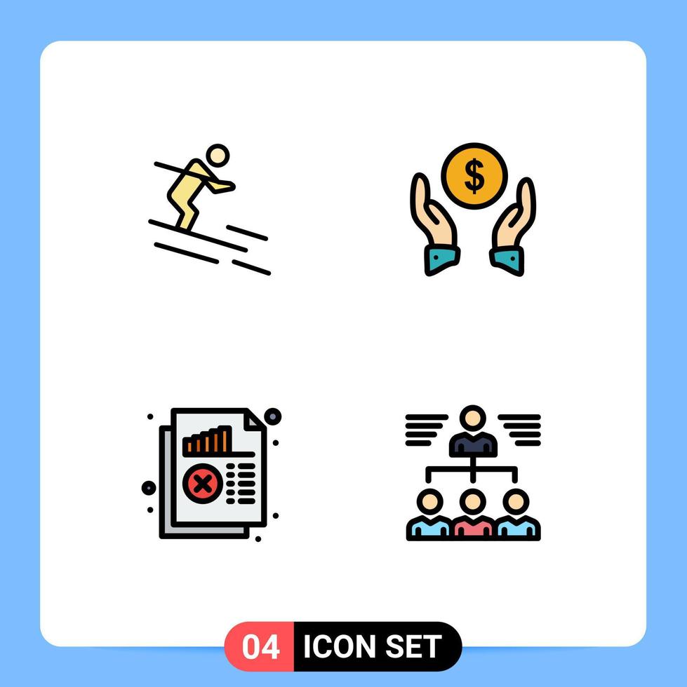 Set of 4 Modern UI Icons Symbols Signs for activity analysis sportsman money monitoring Editable Vector Design Elements