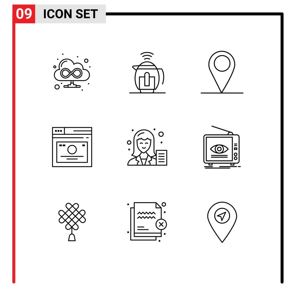 9 Thematic Vector Outlines and Editable Symbols of copywriter blog location web page Editable Vector Design Elements