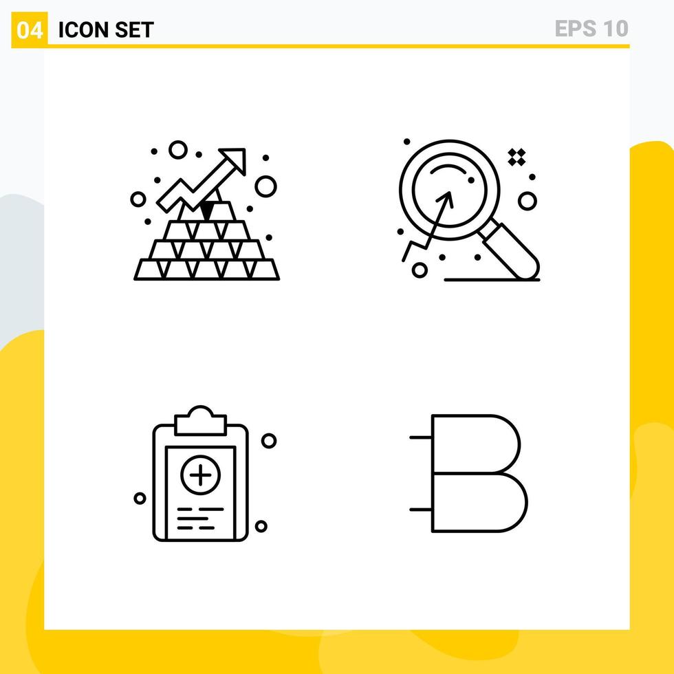 Collection of 4 Universal Line Icons Icon Set for Web and Mobile vector