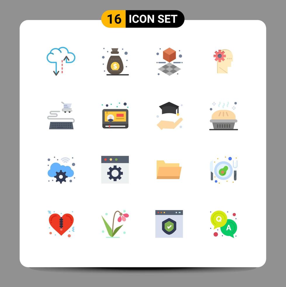 conjunto de 16 iconos de interfaz de usuario modernos símbolos signos para noticias impresión en línea aprendizaje de comercio electrónico paquete editable de elementos de diseño de vectores creativos