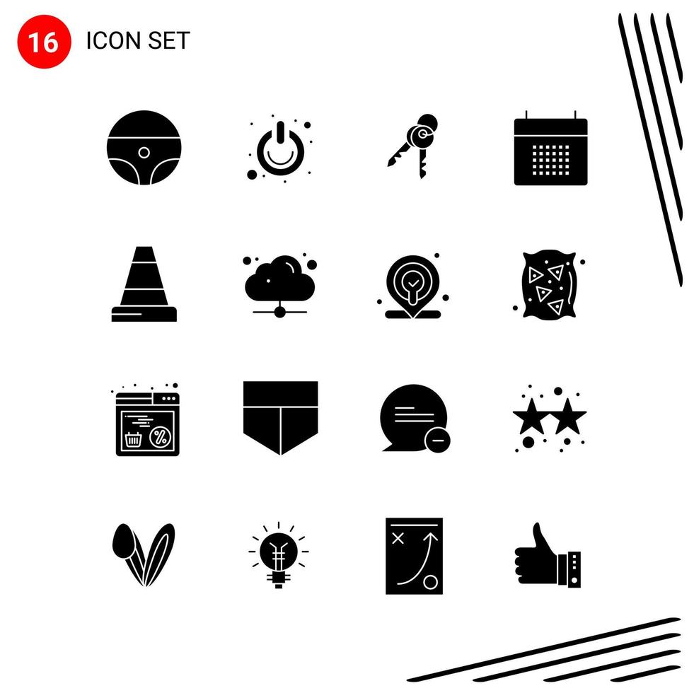 colección de 16 iconos vectoriales en estilo sólido símbolos de glifo perfecto de píxeles para web y signos de iconos sólidos móviles sobre fondo blanco 16 iconos vector