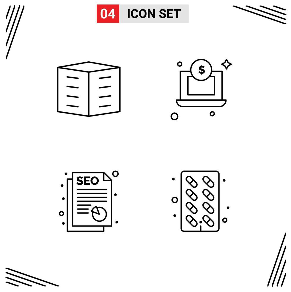 Pictogram Set of 4 Simple Filledline Flat Colors of apartments seo housing society dollar capsule Editable Vector Design Elements