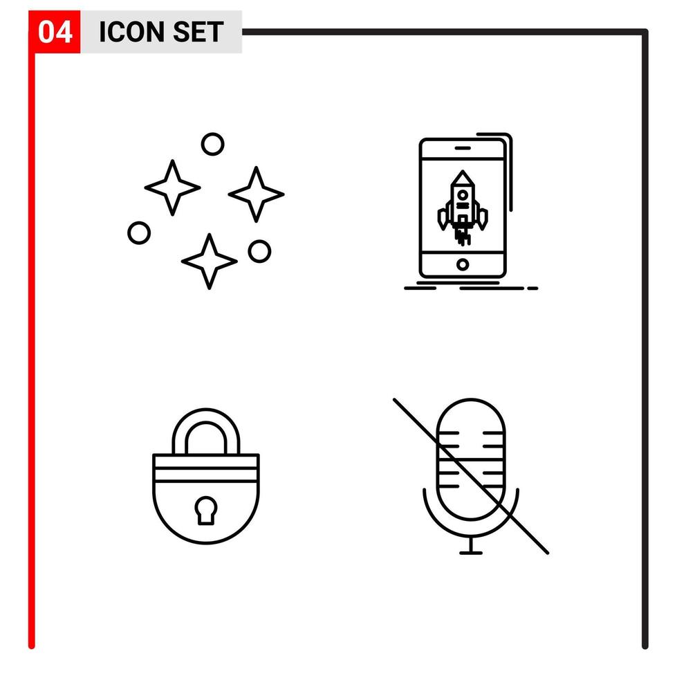 4 General Icons for website design print and mobile apps 4 Outline Symbols Signs Isolated on White Background 4 Icon Pack vector