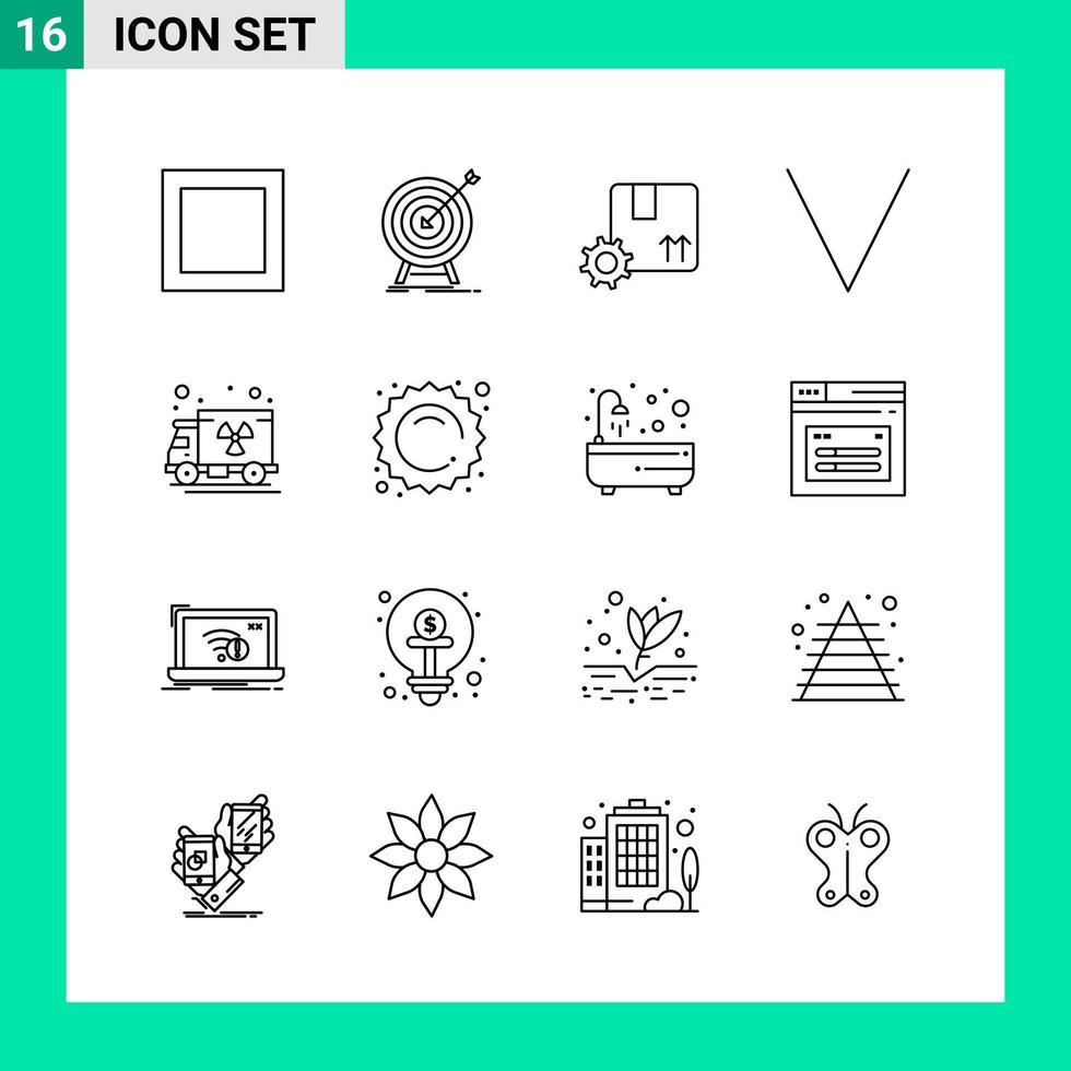 Pack of 16 Line Style Icon Set Outline Symbols for print Creative Signs Isolated on White Background 16 Icon Set vector