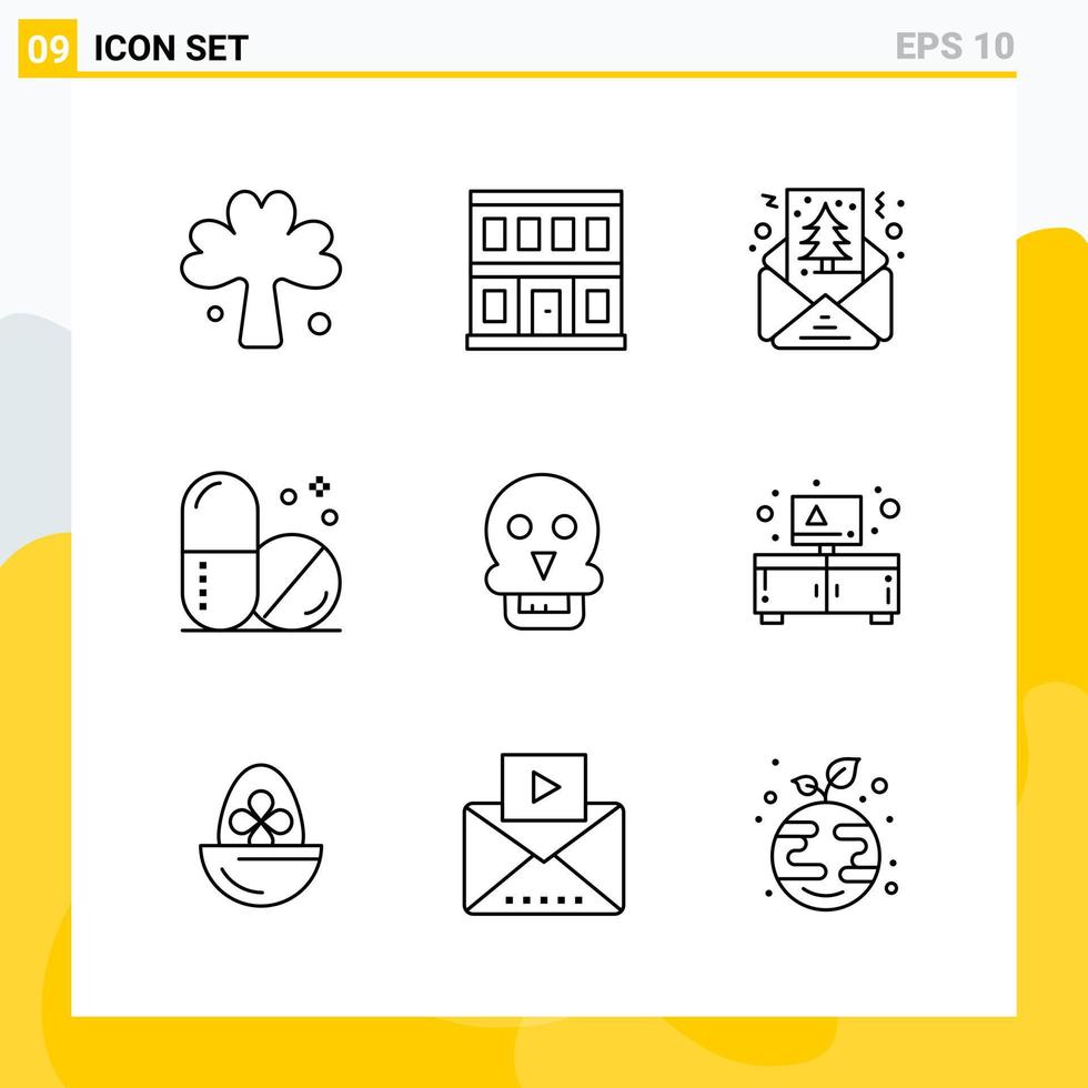 Collection of 9 Universal Line Icons Icon Set for Web and Mobile vector