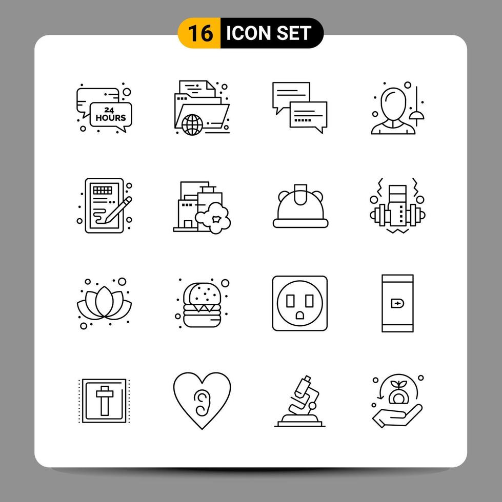 16 Black Icon Pack Outline Symbols Signs for Responsive designs on white background 16 Icons Set vector