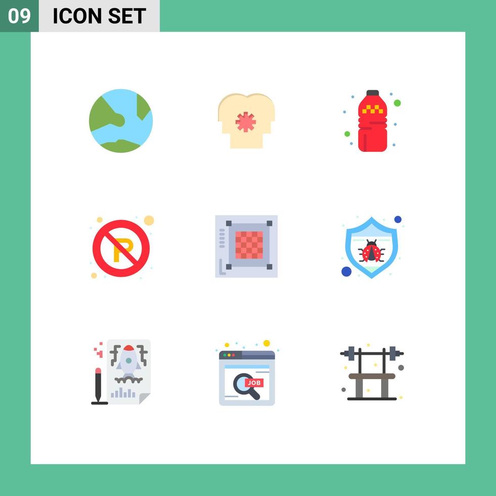 Flat Color Pack of 9 Universal Symbols of grid sign setting regulatory no Editable Vector Design Elements