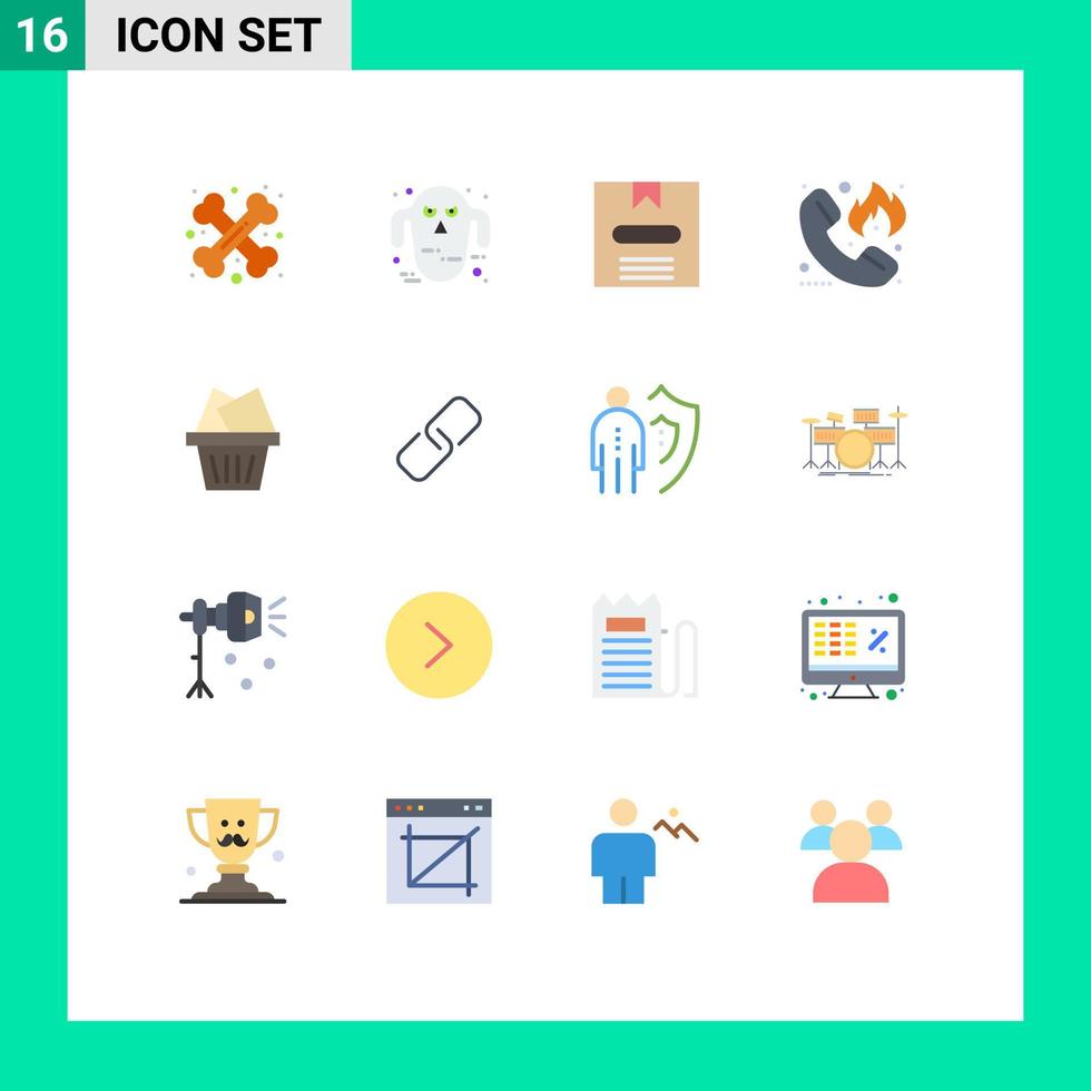 Set of 16 Modern UI Icons Symbols Signs for hotline fire scary emergency hide Editable Pack of Creative Vector Design Elements