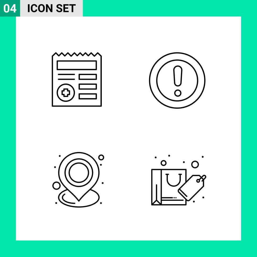 Pack of 4 Line Style Icon Set Outline Symbols for print Creative Signs Isolated on White Background 4 Icon Set vector