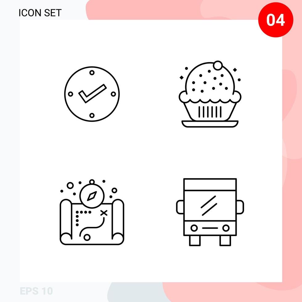 Vector Pack of 4 Icons in Line Style Creative Outline Pack isolated on White Background for Web and Mobile