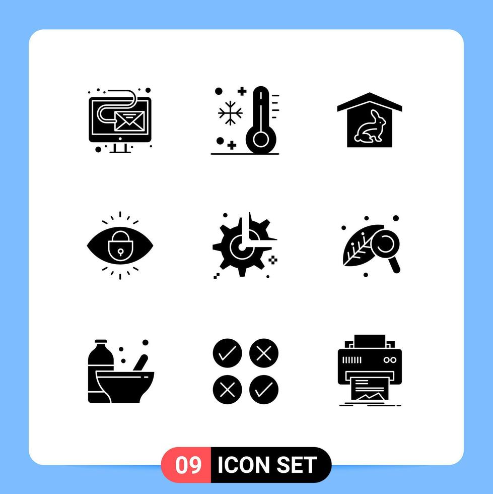 9 Solid Glyph concept for Websites Mobile and Apps gear security vacation internet nature Editable Vector Design Elements