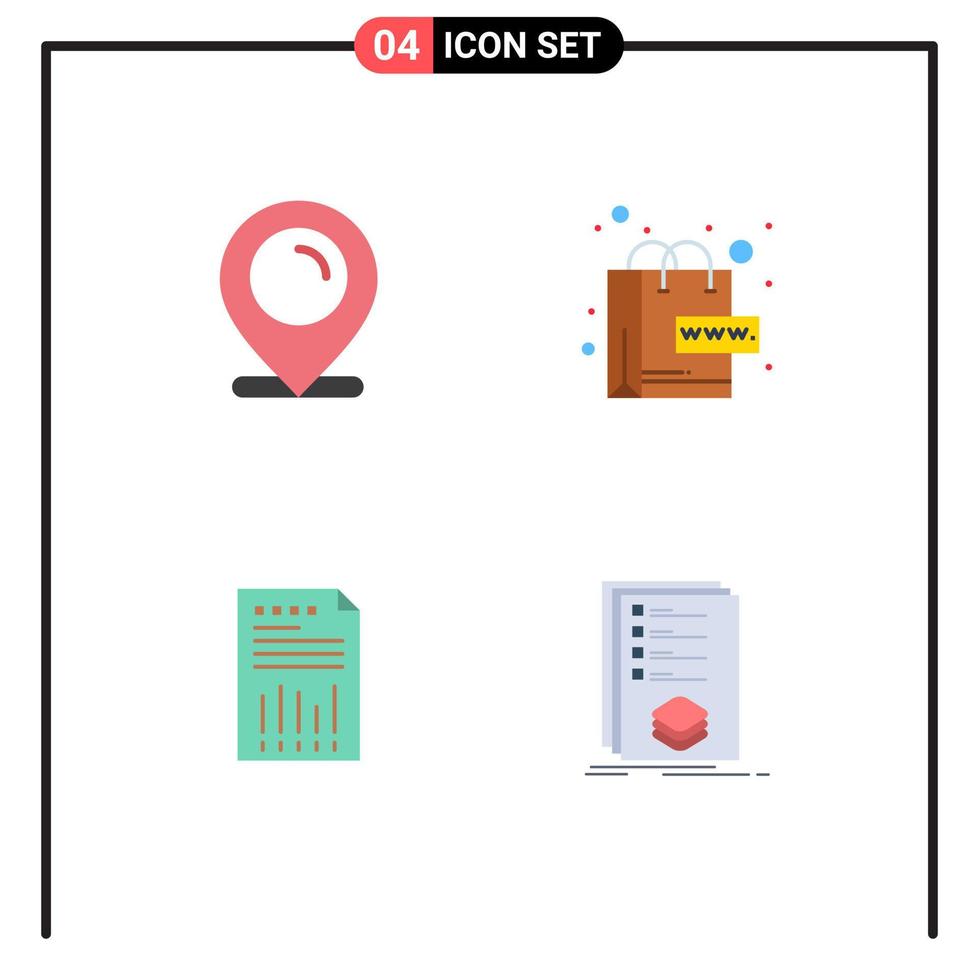 Modern Set of 4 Flat Icons and symbols such as location business shopping web financial Editable Vector Design Elements