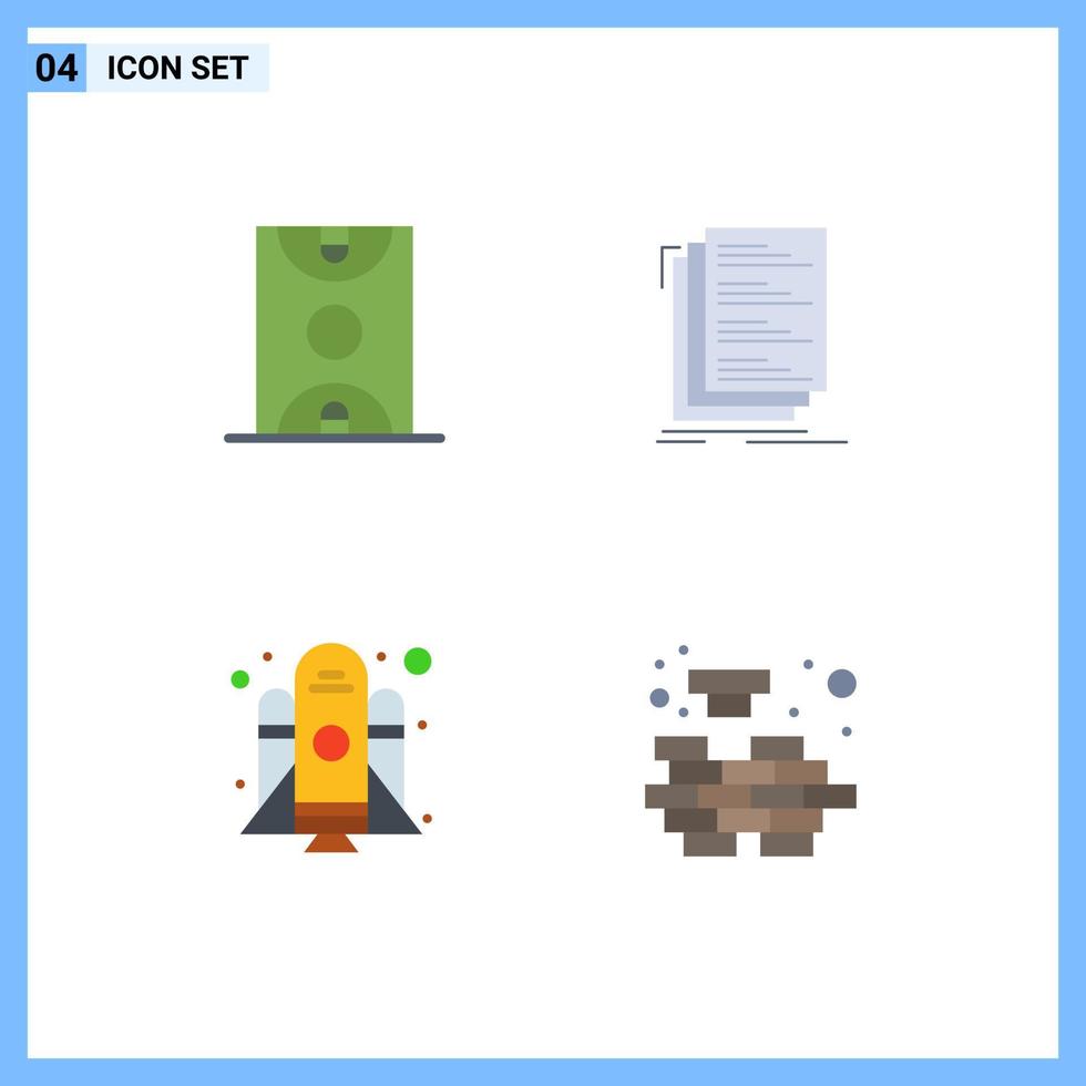 4 Universal Flat Icon Signs Symbols of ball list game coding spaceship Editable Vector Design Elements
