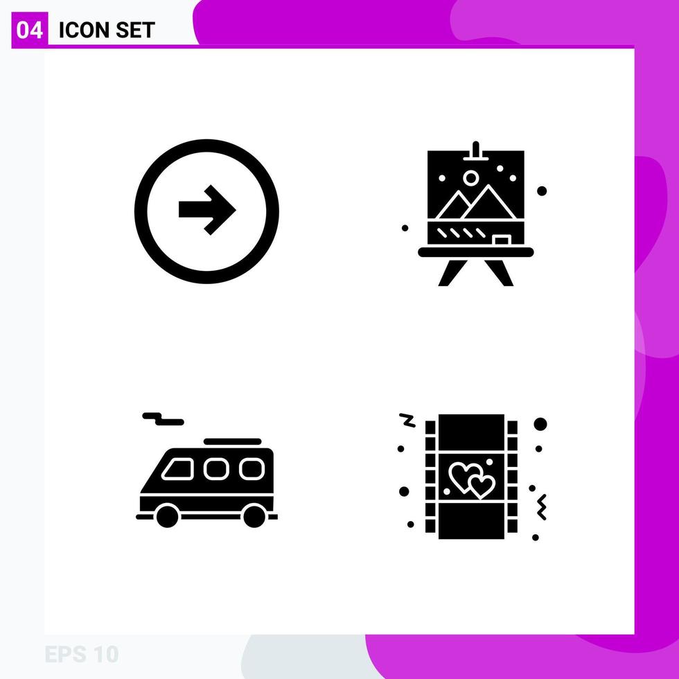 Solid Icon set Pack of 4 Glyph Icons isolated on White Background for Web Print and Mobile vector