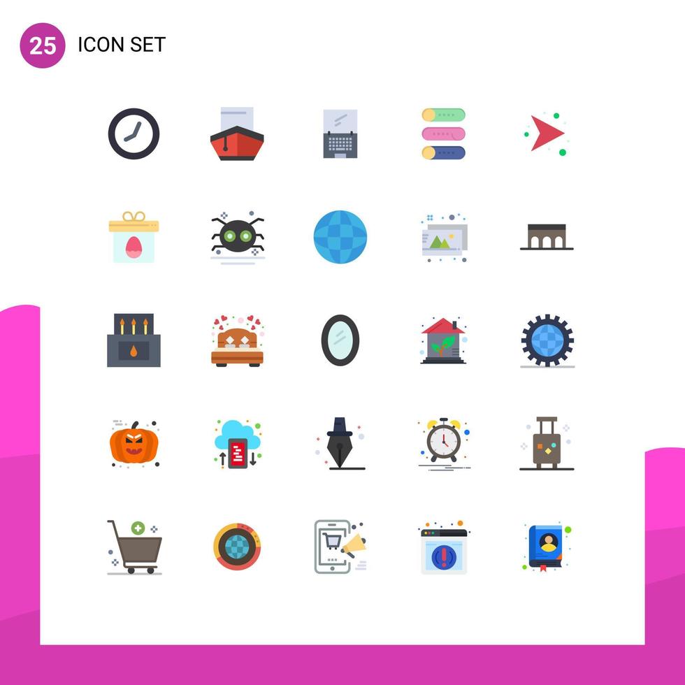Set of 25 Vector Flat Colors on Grid for arrows switch computer device laptop Editable Vector Design Elements